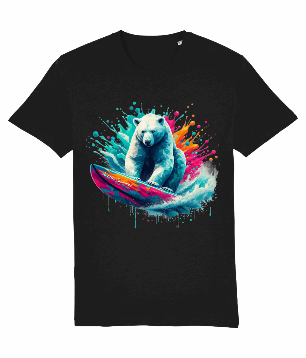 Polar Bear Surf n Splash Organic T Shirt Arctic Sunset