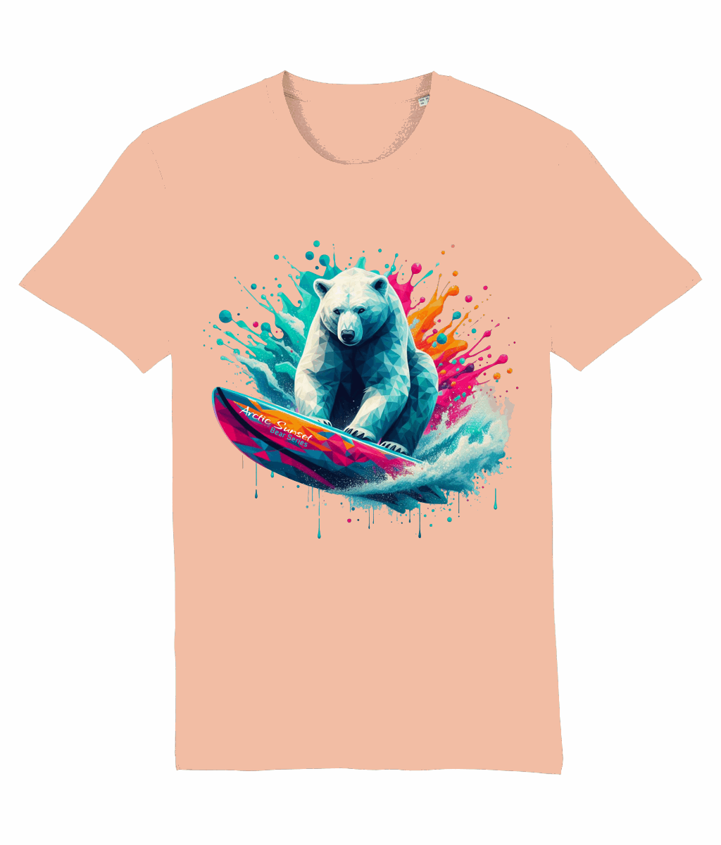 Polar Bear Surf n Splash Organic T Shirt Arctic Sunset