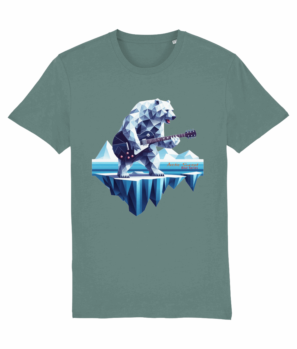 Polar Bear Electric Guitar Organic T Shirt Arctic Sunset