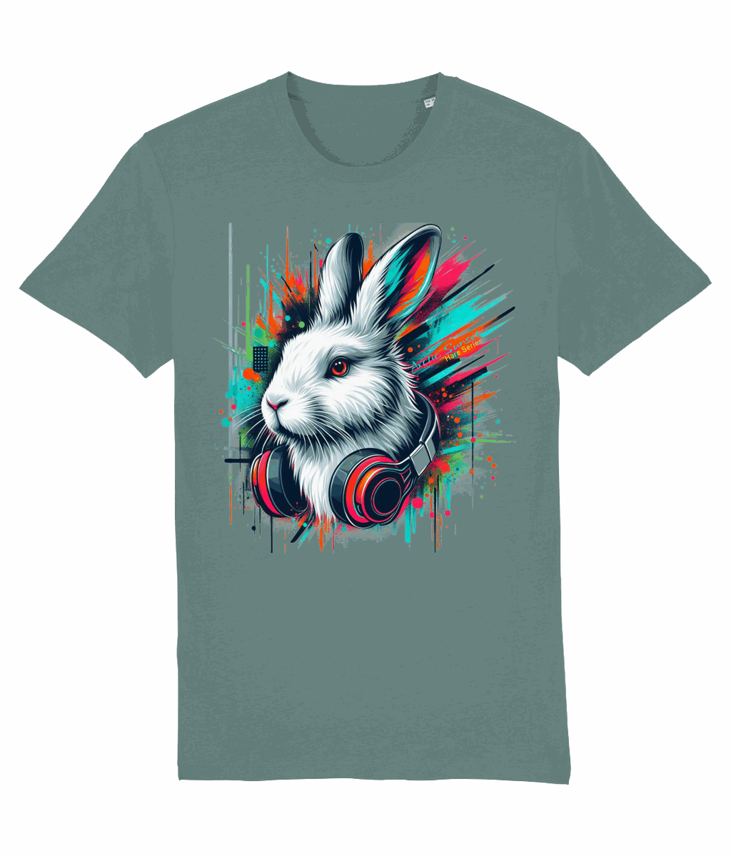 Arctic Hare Headphones Organic T Shirt Arctic Sunset