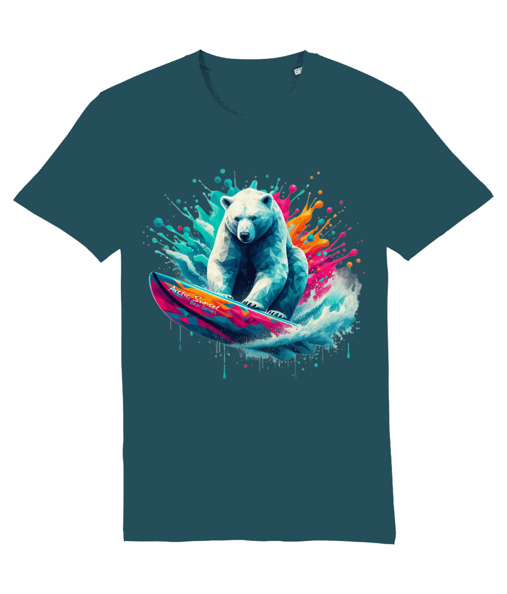 Polar Bear Surf n Splash Organic T Shirt Arctic Sunset