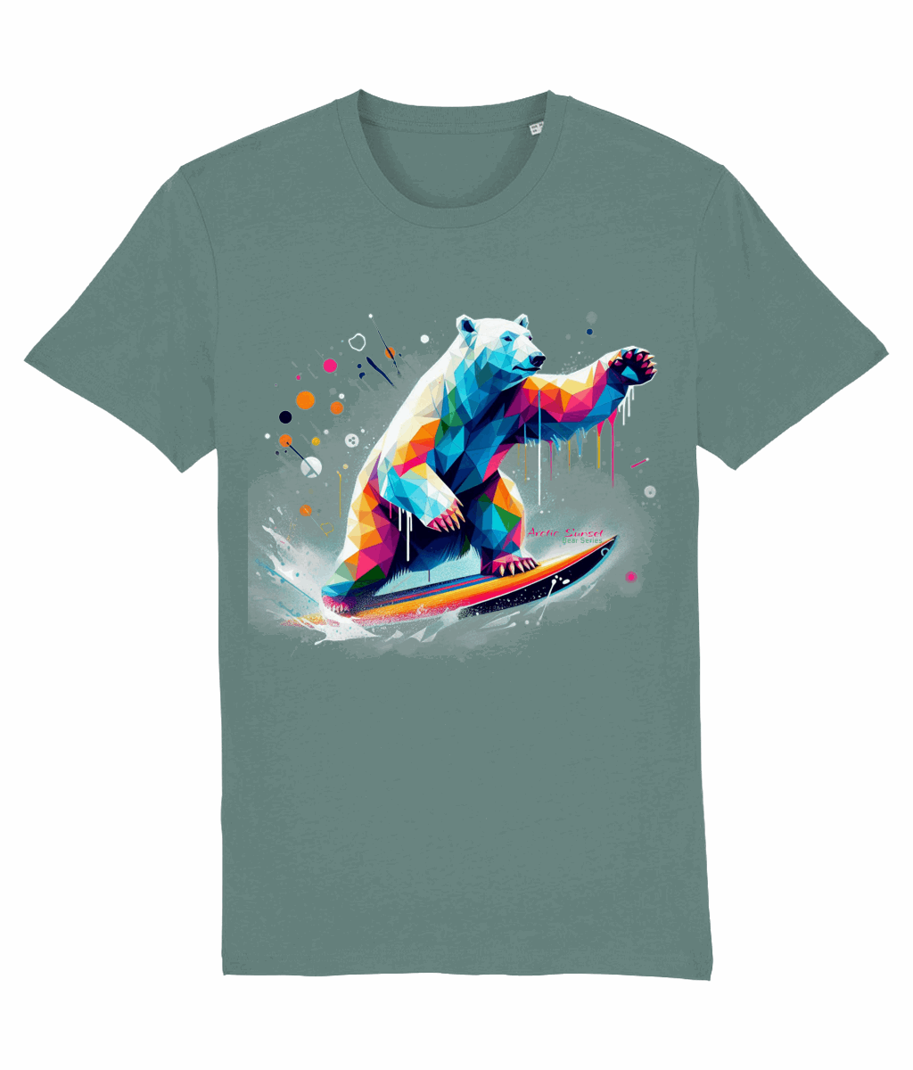 Polar Bear Surf Organic T Shirt Arctic Sunset