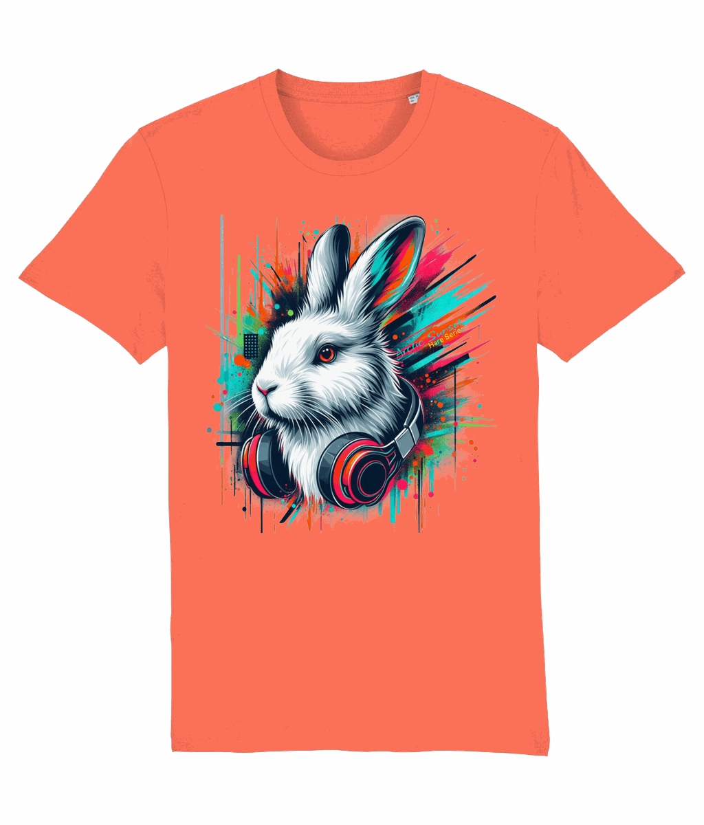 Arctic Hare Headphones Organic T Shirt Arctic Sunset