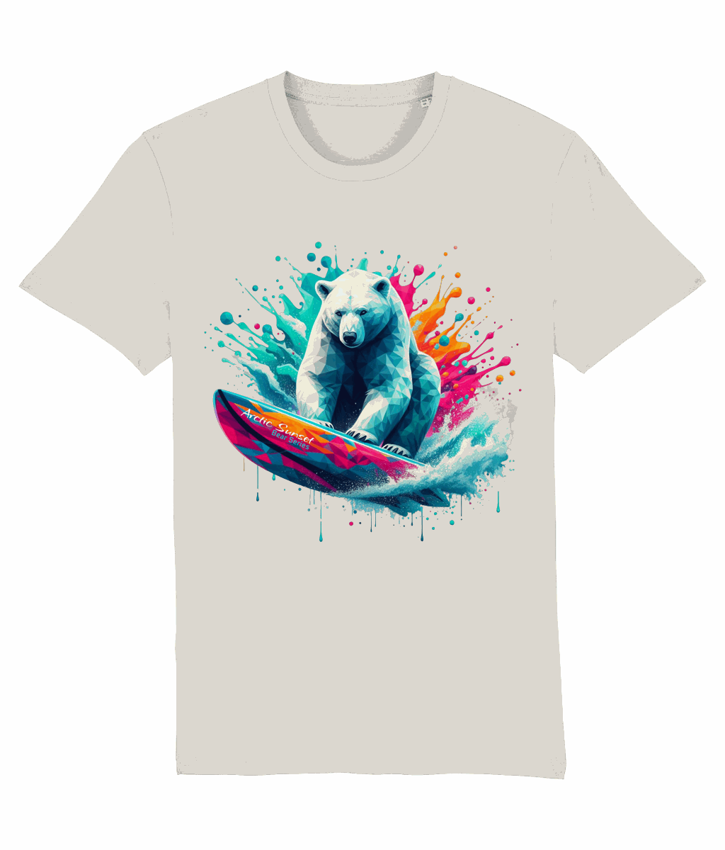 Polar Bear Surf n Splash Organic T Shirt Arctic Sunset