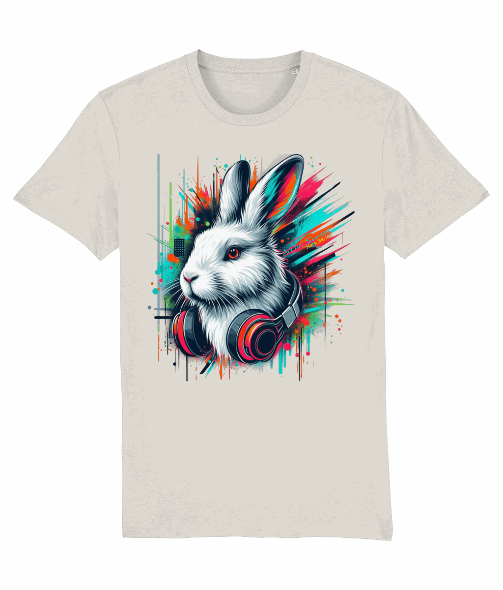 Arctic Hare Headphones Organic T Shirt Arctic Sunset