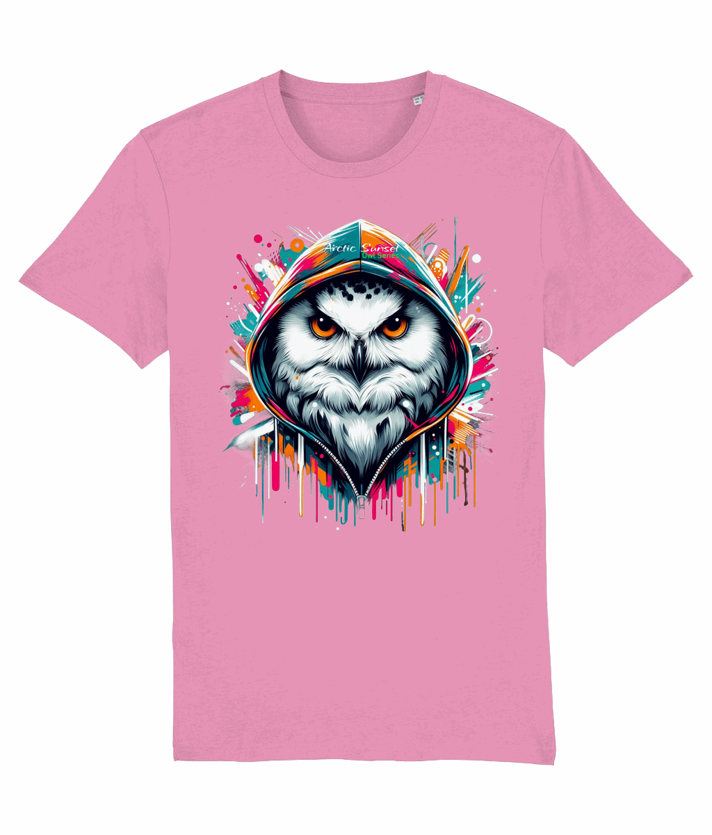 Arctic Owl Hood Up Organic T Shirt Arctic Sunset