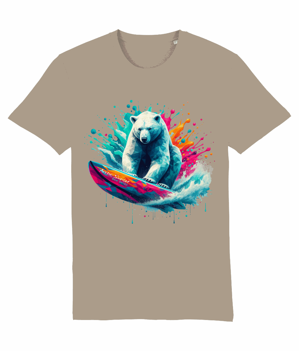 Polar Bear Surf n Splash Organic T Shirt Arctic Sunset