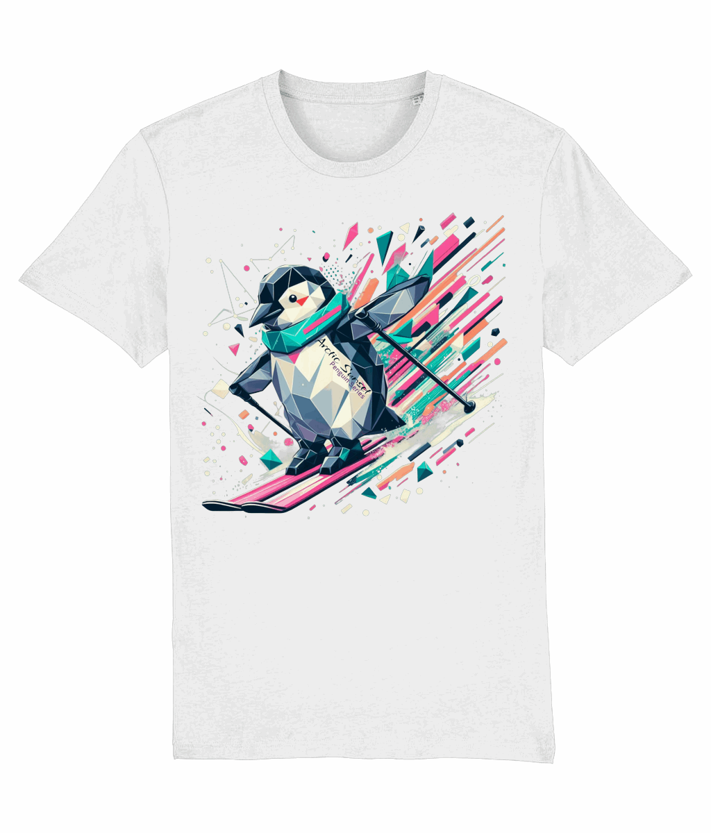 Penguin Skiing One Organic T Shirt Arctic Sunset