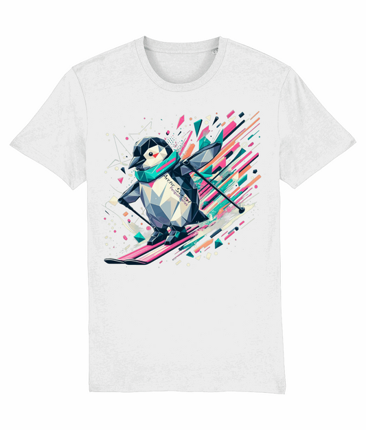 Penguin Skiing One Organic T Shirt Arctic Sunset