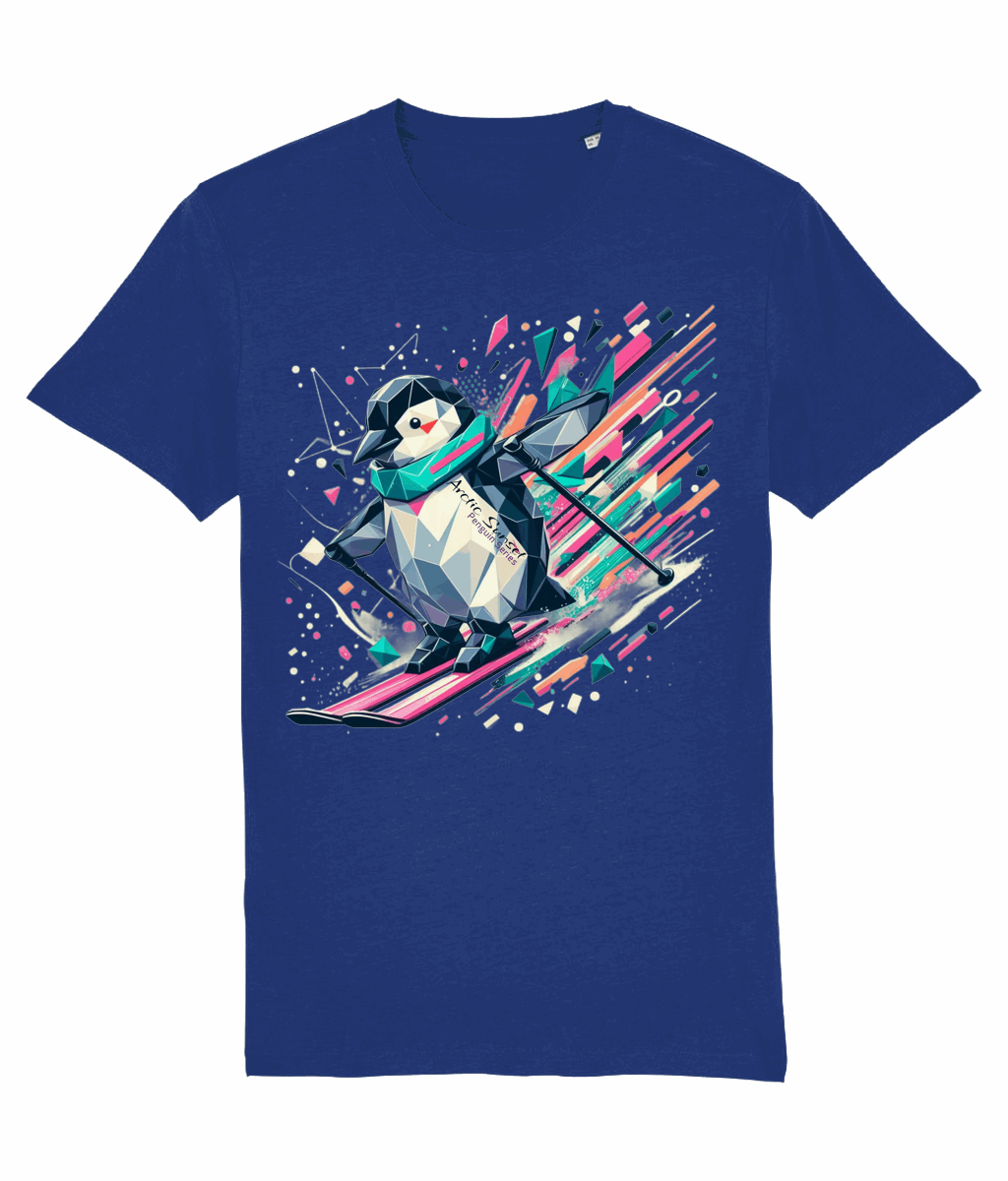 Penguin Skiing One Organic T Shirt Arctic Sunset