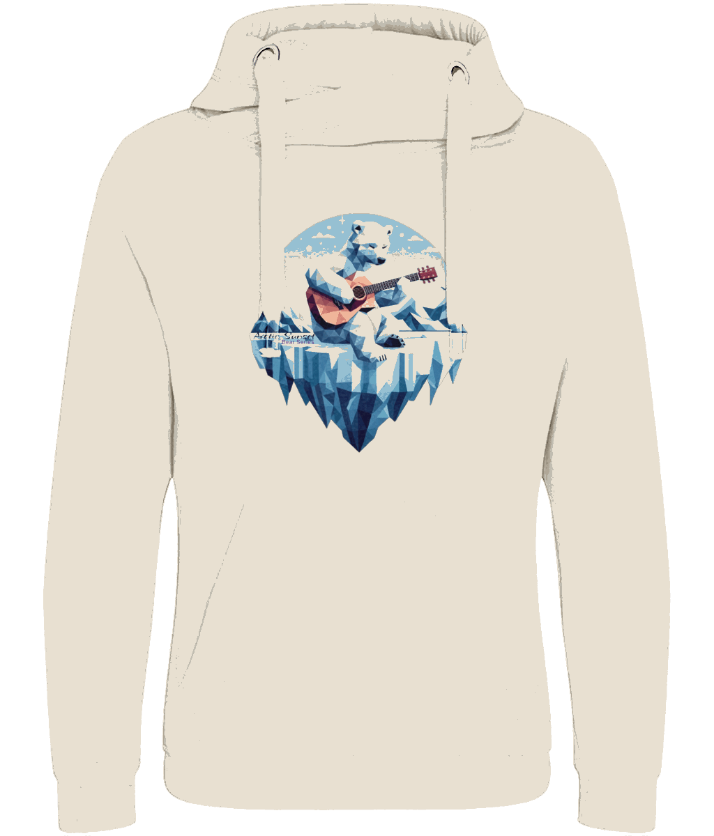 Polar Bear Guitar Cross Neck Vegan Hoodie Arctic Sunset