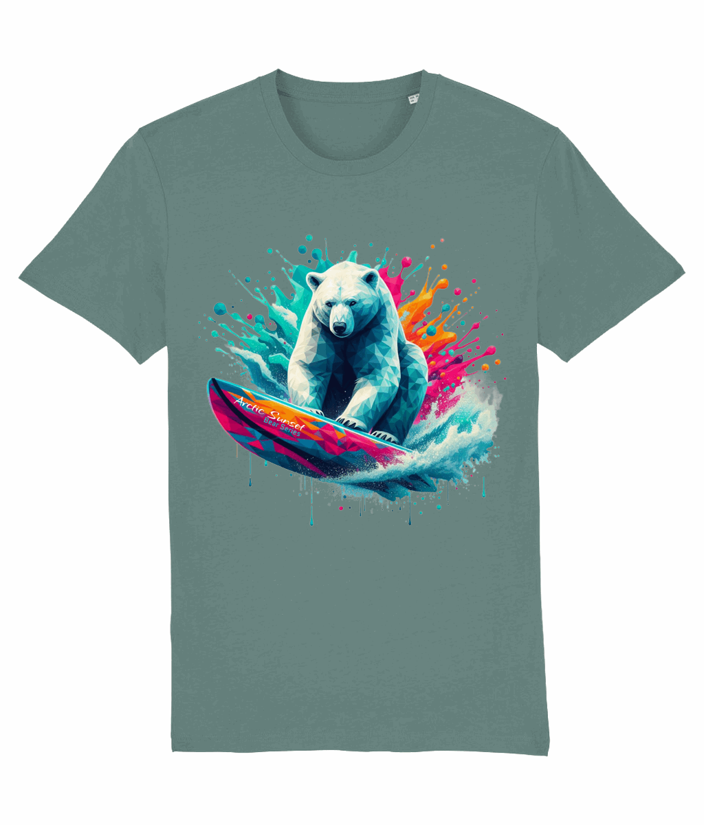 Polar Bear Surf n Splash Organic T Shirt Arctic Sunset