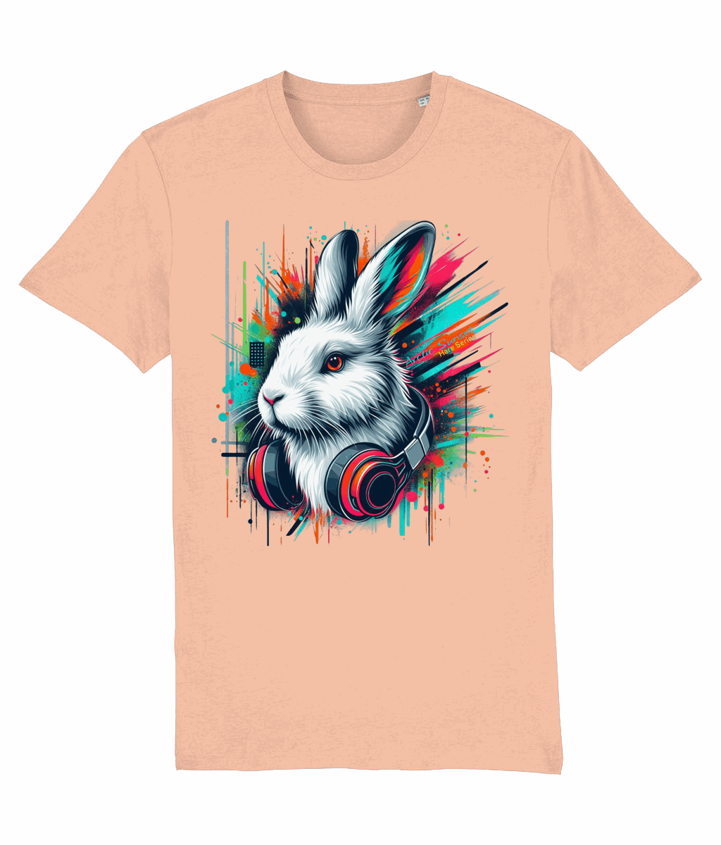 Arctic Hare Headphones Organic T Shirt Arctic Sunset