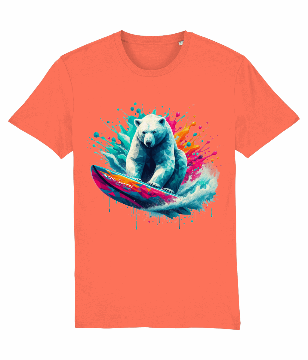 Polar Bear Surf n Splash Organic T Shirt Arctic Sunset