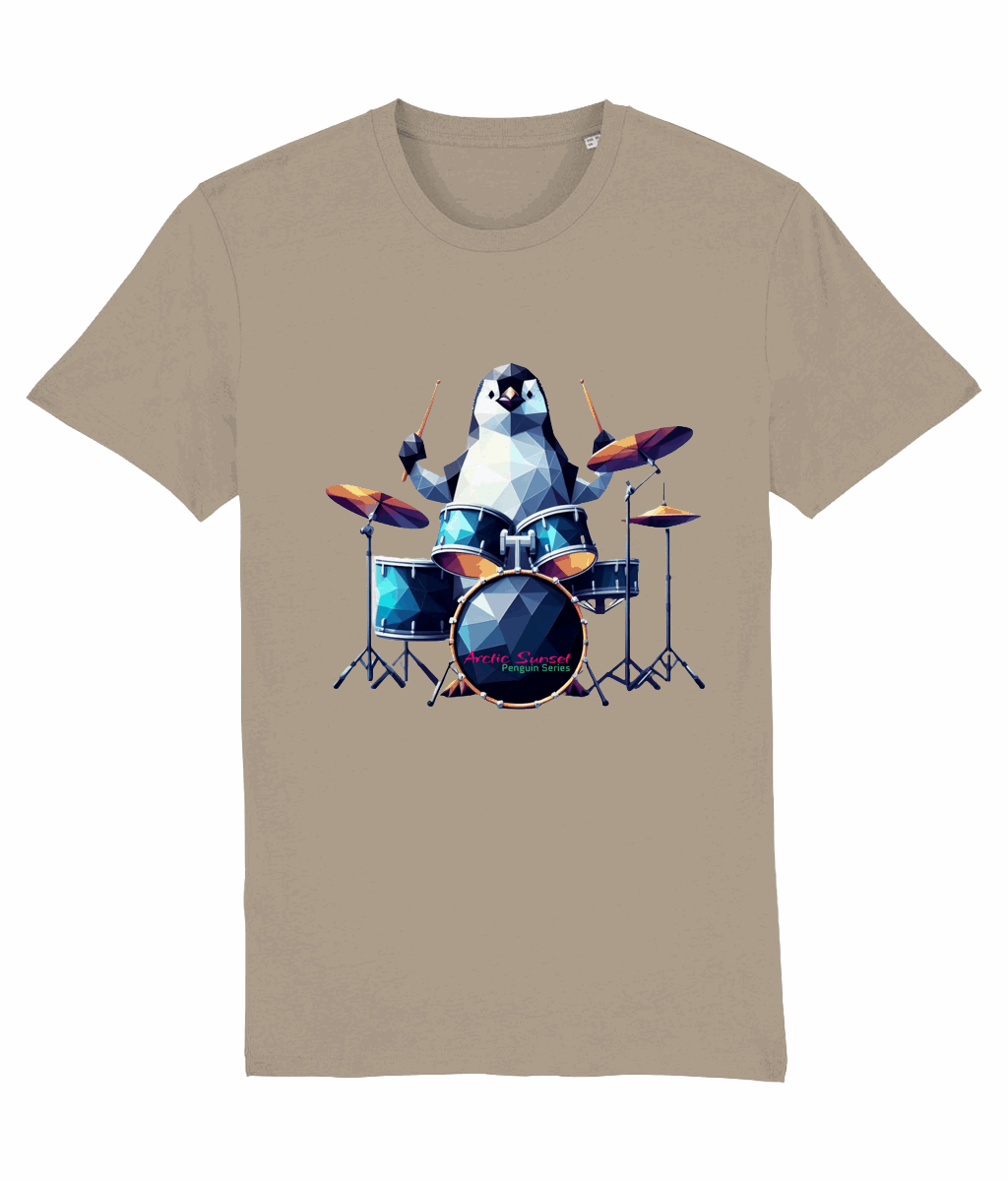 Penguin Drummer One Organic T Shirt Arctic Sunset