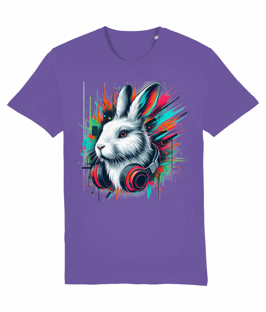 Arctic Hare Headphones Organic T Shirt Arctic Sunset