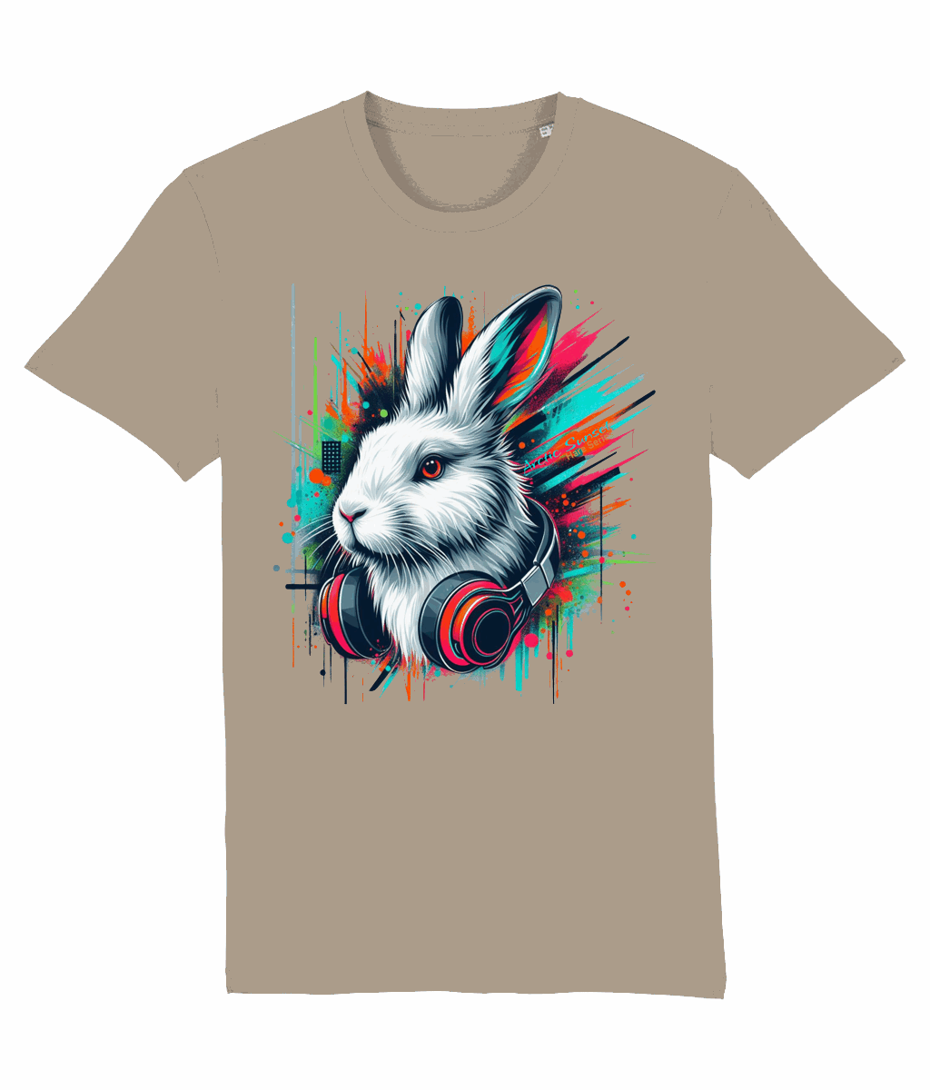 Arctic Hare Headphones Organic T Shirt Arctic Sunset