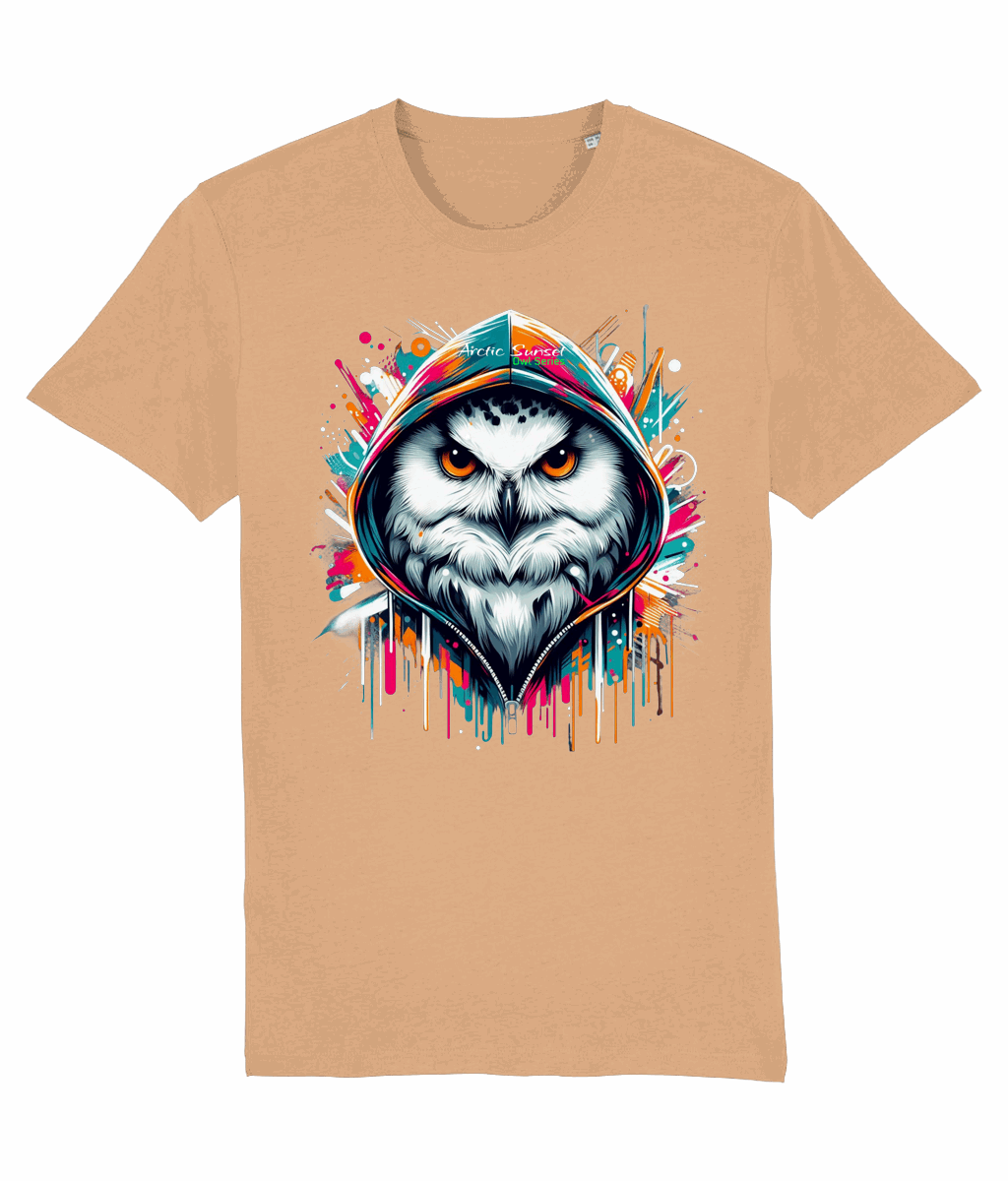 Arctic Owl Hood Up Organic T Shirt Arctic Sunset