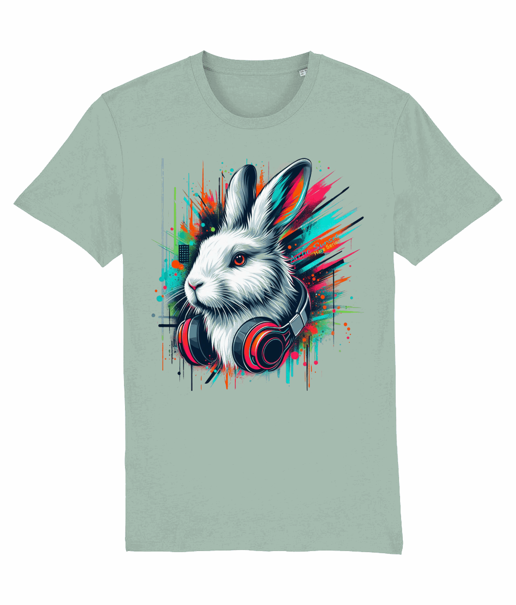 Arctic Hare Headphones Organic T Shirt Arctic Sunset