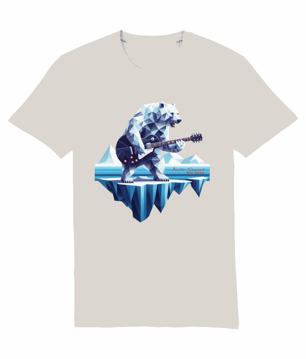 Polar Bear Electric Guitar Organic T Shirt Arctic Sunset